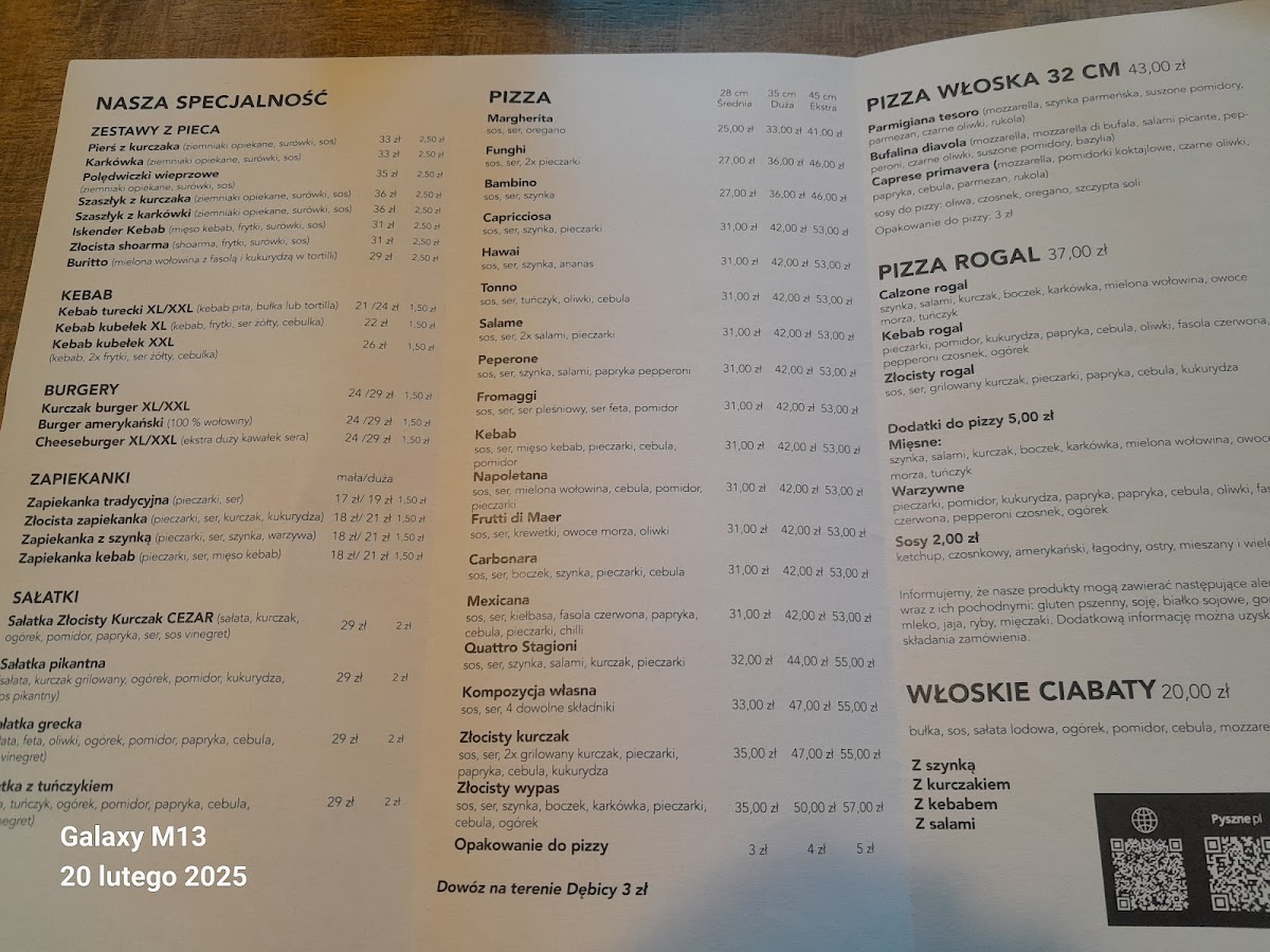 Menu Restauracja Złocisty Kurczak-1